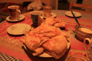homemade khachapuri (Georgian cheese bread)