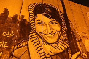 graffiti of a Jordanian female soldier on the wall