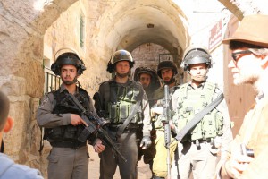 soldiers stand at the end of the tour to avoid forigners and locals